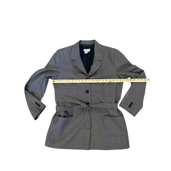 Vintage 90s Talbots 100% Wool Houndstooth Blazer Size 14 MadeinUSA DarkAcademia - Picture 5 of 7